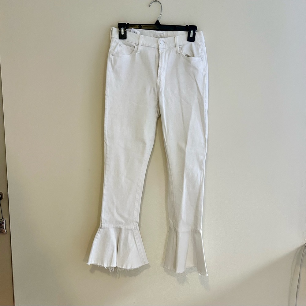 Mother White Flare Jeans The Cha Cha Fray Glass Slipper Bell Bottom Denim 26 - Picture 2 of 14